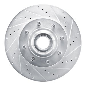 Ford E-350 Super Duty Brake Rotor (1) - Front Right - R1 Concepts - Drilled & Slotted - Silver - `08-`25
